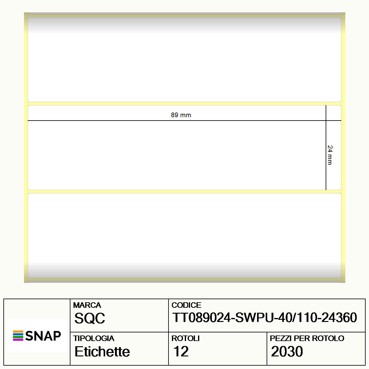 TT089024-SWPU-40/110-24360 - Etichette SQC  S-DESK-PT Carta