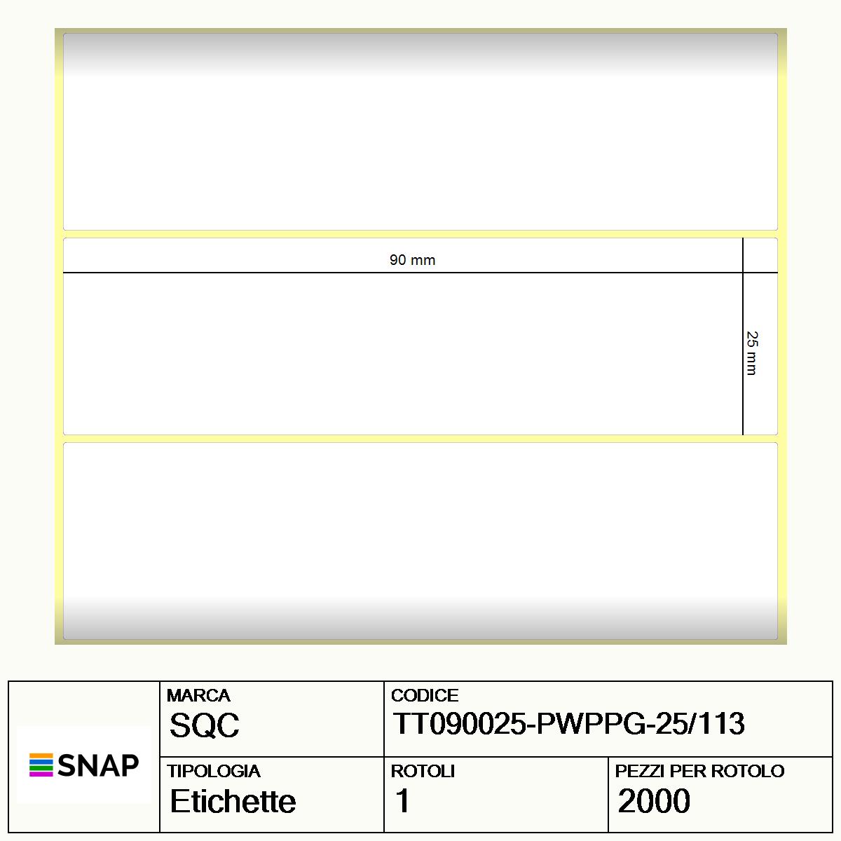 TT090025-PWPPG-25/113 - Etichette SQC  S-DESK-PT Polipropilene