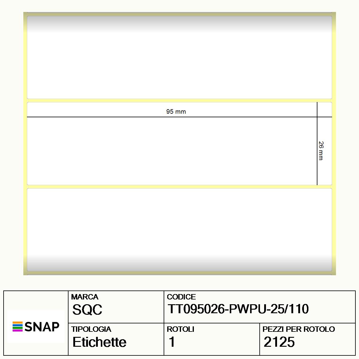 TT095026-PWPU-25/110 - Etichette SQC  S-DESK-PT Carta