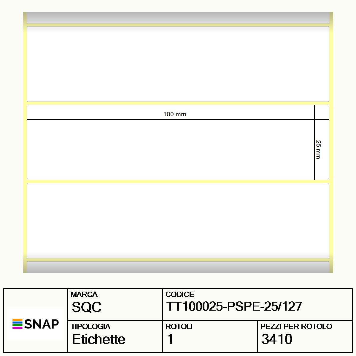 TT100025-PSPE-25/127 - Etichette SQC Argento S-FRICTION Poliestere