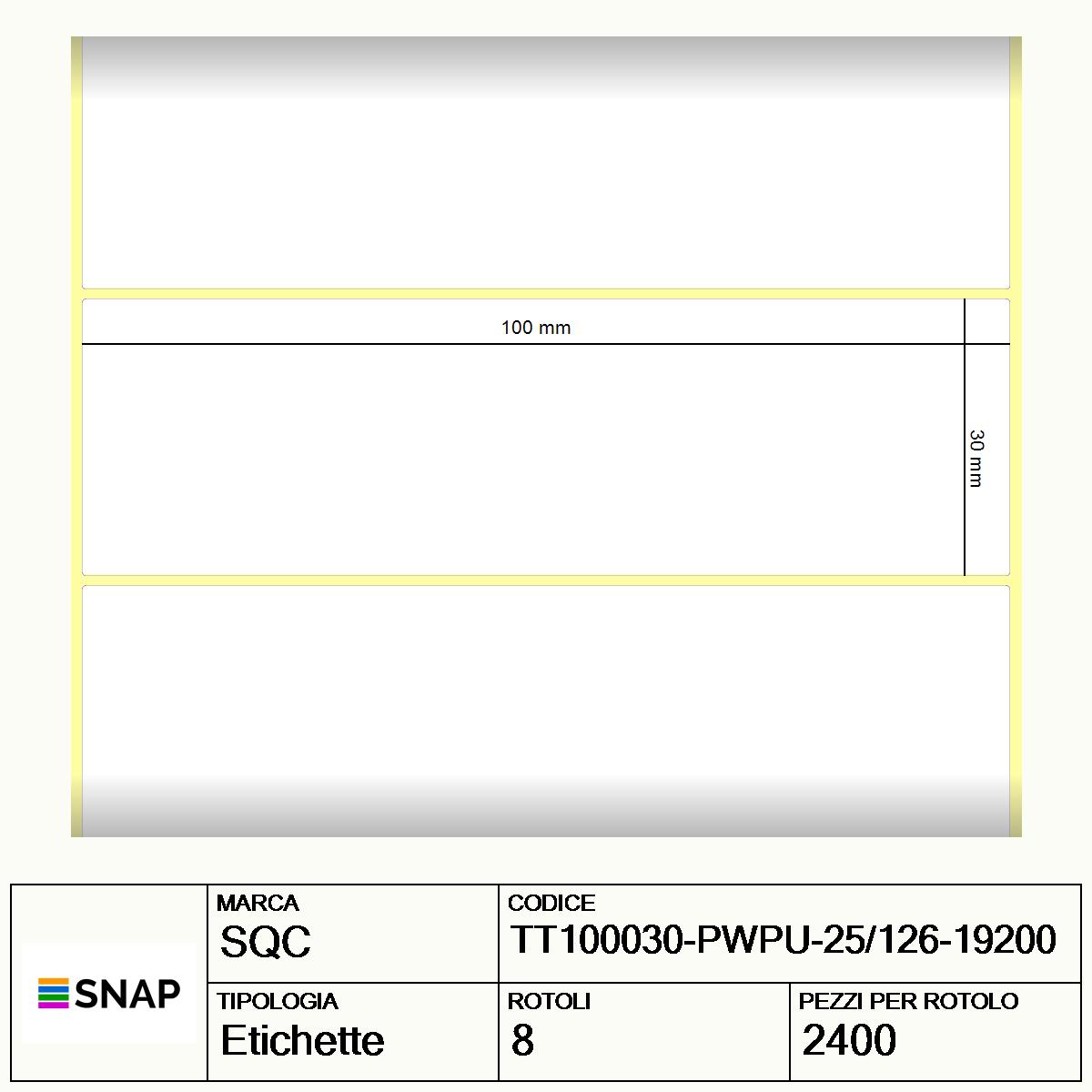 TT100030-PWPU-25/126-19200 - Etichette SQC  S-DESK-PT Carta