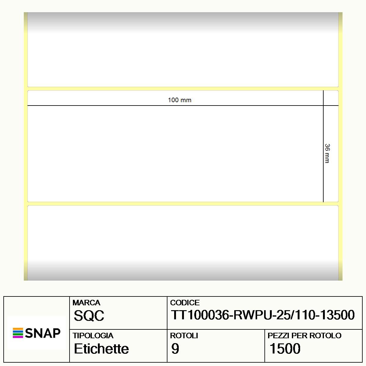 TT100036-RWPU-25/110-13500 - Etichette SQC  S-DESK-PT Carta