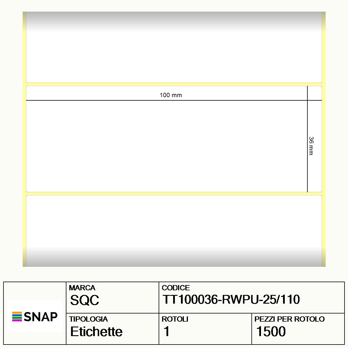TT100036-RWPU-25/110 - Etichette SQC  Carta
