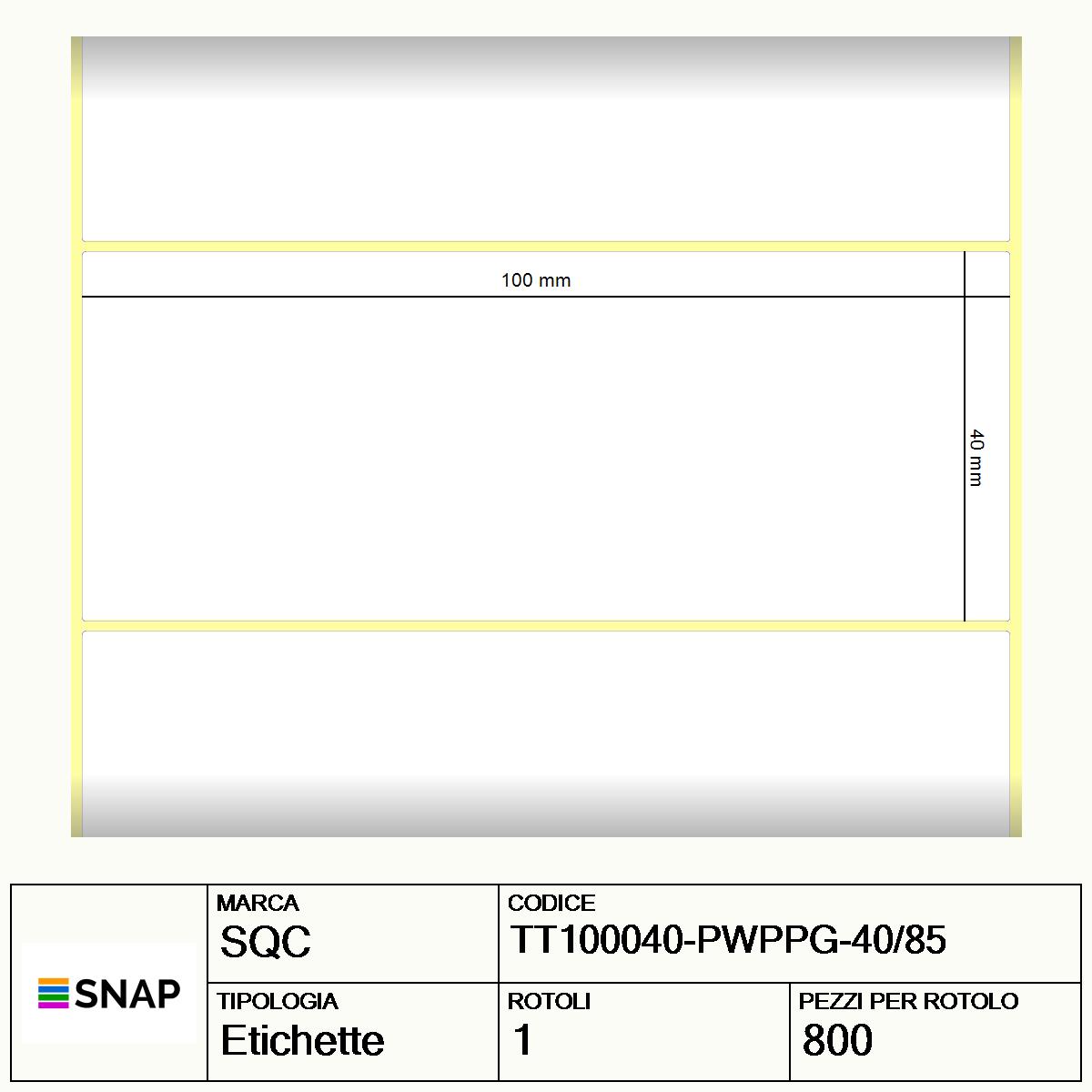TT100040-PWPPG-40/85 - Etichette SQC  Polipropilene