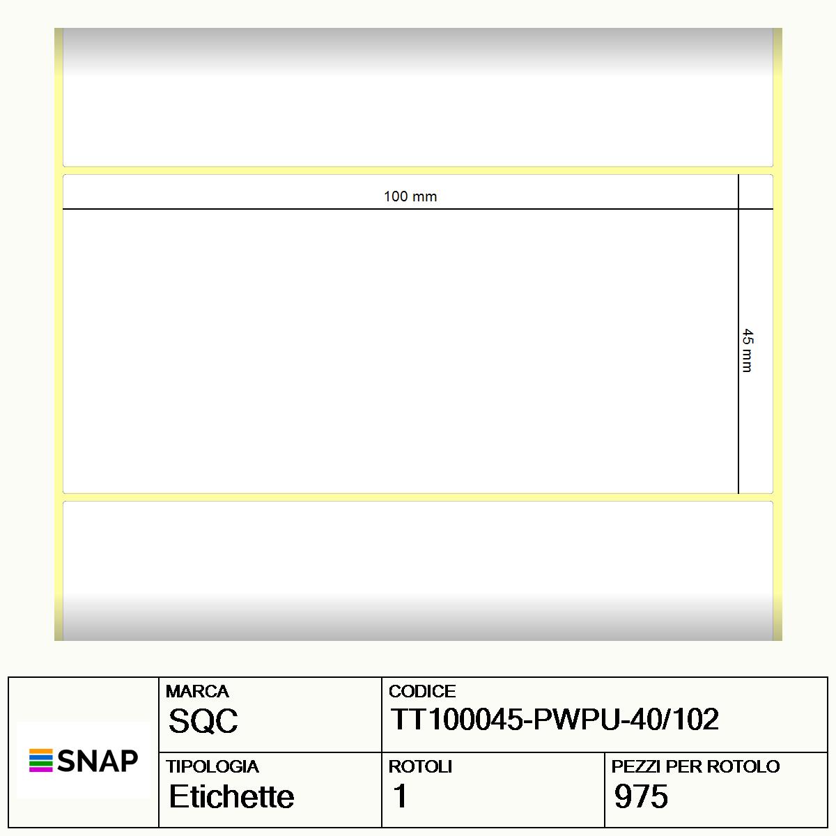 TT100045-PWPU-40/102 - Etichette SQC  S-DESK-PT Carta