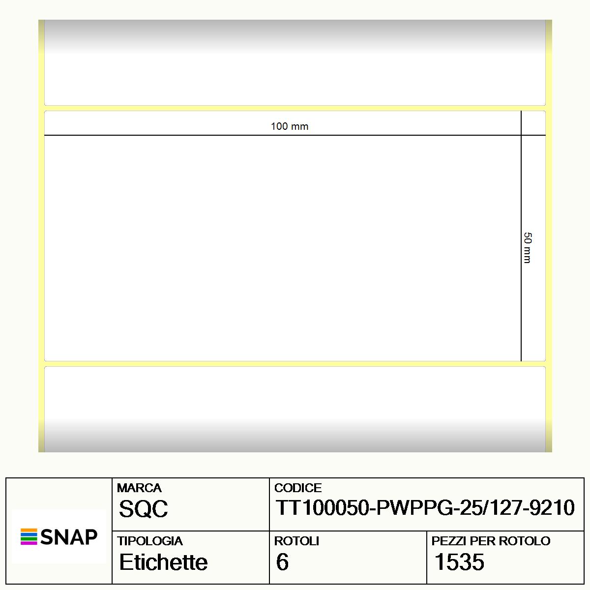 TT100050-PWPPG-25/127-9210 - Etichette SQC  S-DESK-ST Polipropilene