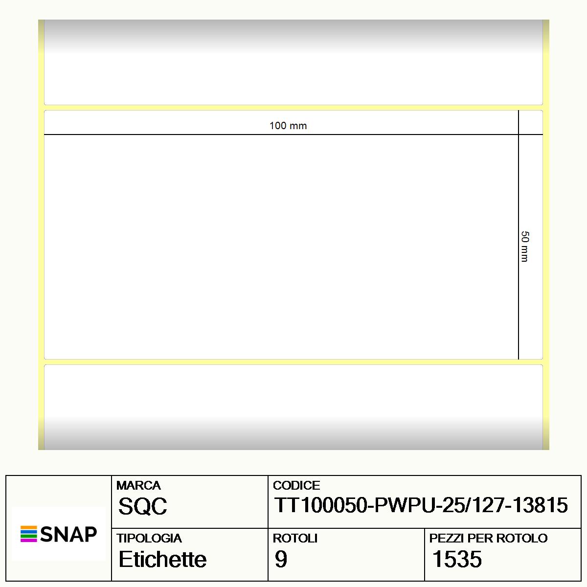 TT100050-PWPU-25/127-13815 - Etichette SQC  S-DESK-PT Carta