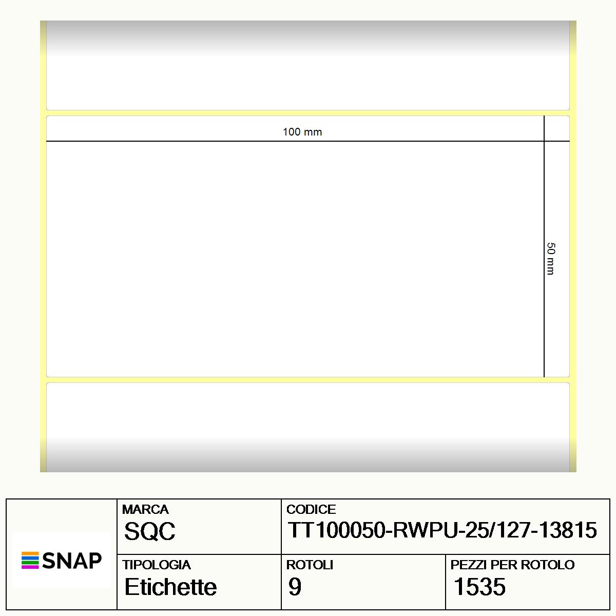 TT100050-RWPU-25/127-13815 - Etichette SQC  S-DESK-PT Carta