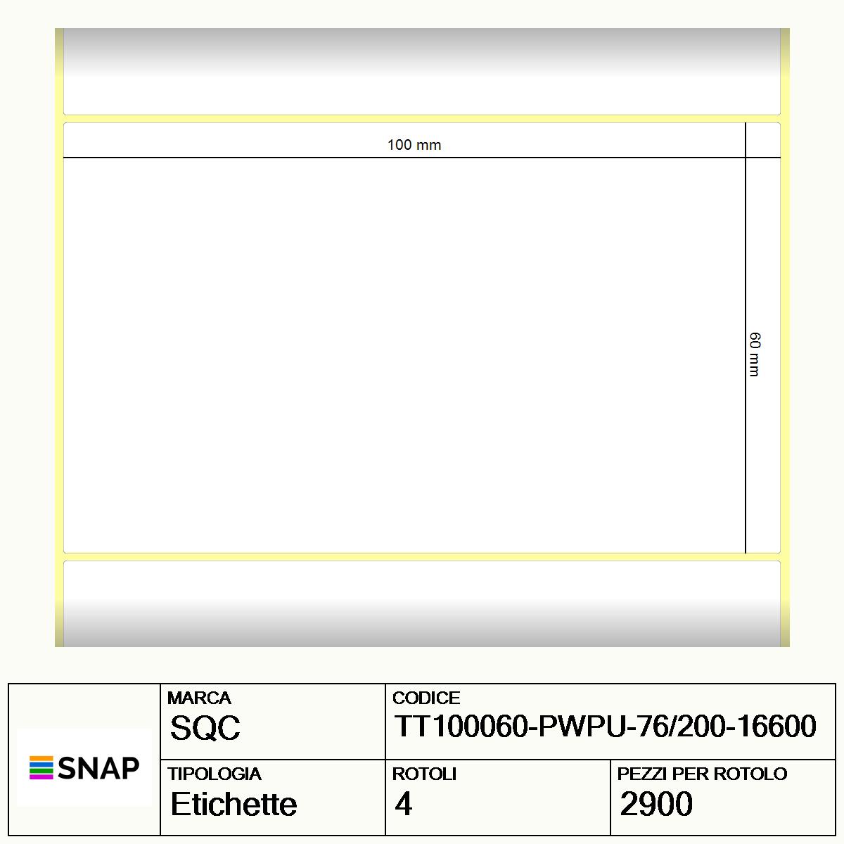 TT100060-PWPU-76/200-16600 - Etichette SQC  S-HARD-PT Carta