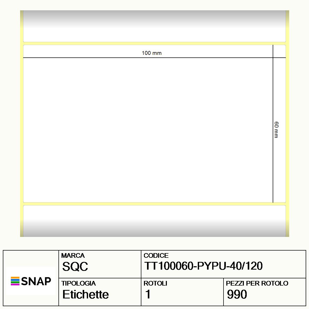 TT100060-PYPU-40/120 - Etichette SQC Giallo fluorescente S-DESK-PTC