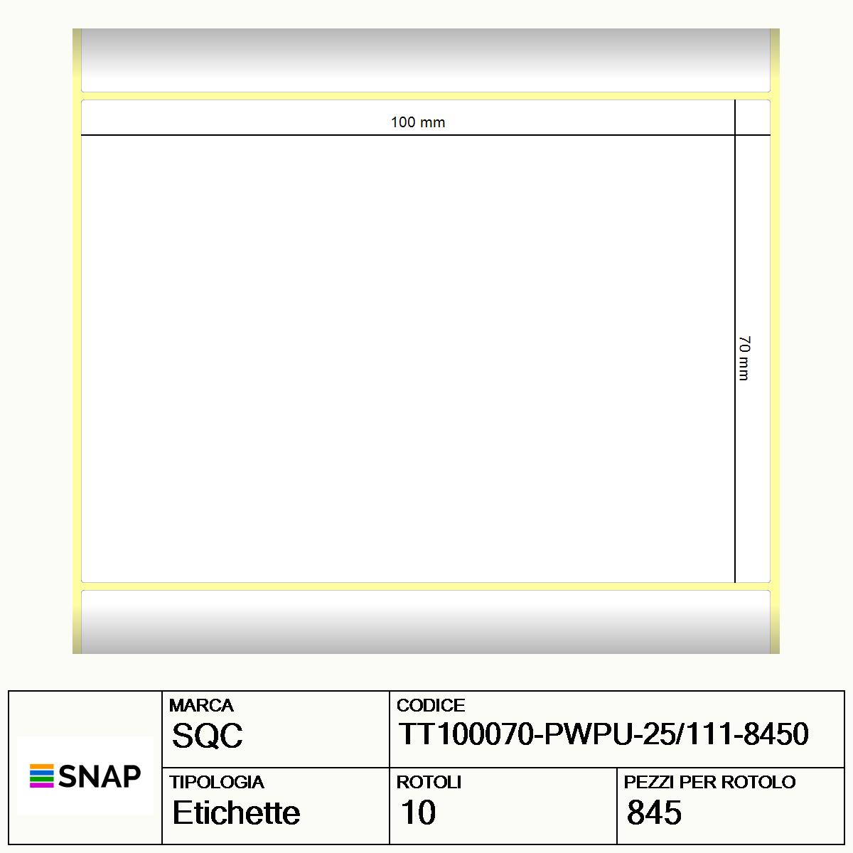 TT100070-PWPU-25/111-8450 - Etichette SQC  S-DESK-PT Carta