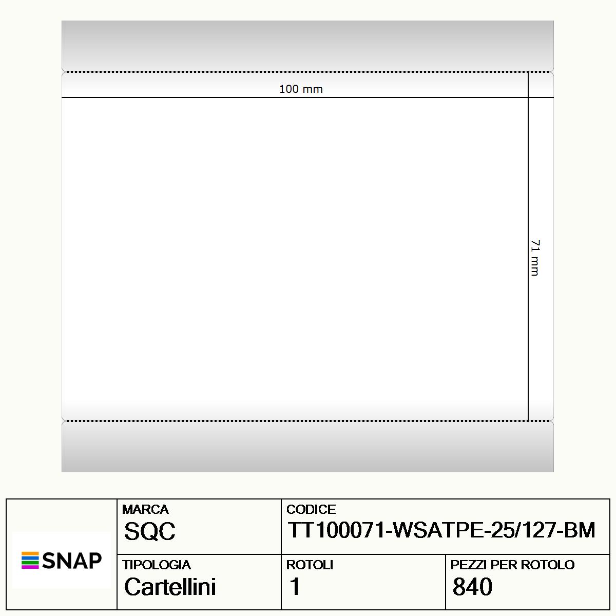 TT100071-WSATPE-25/127-BM - Cartellini SQC  S-TAGS-PT Poliolefine