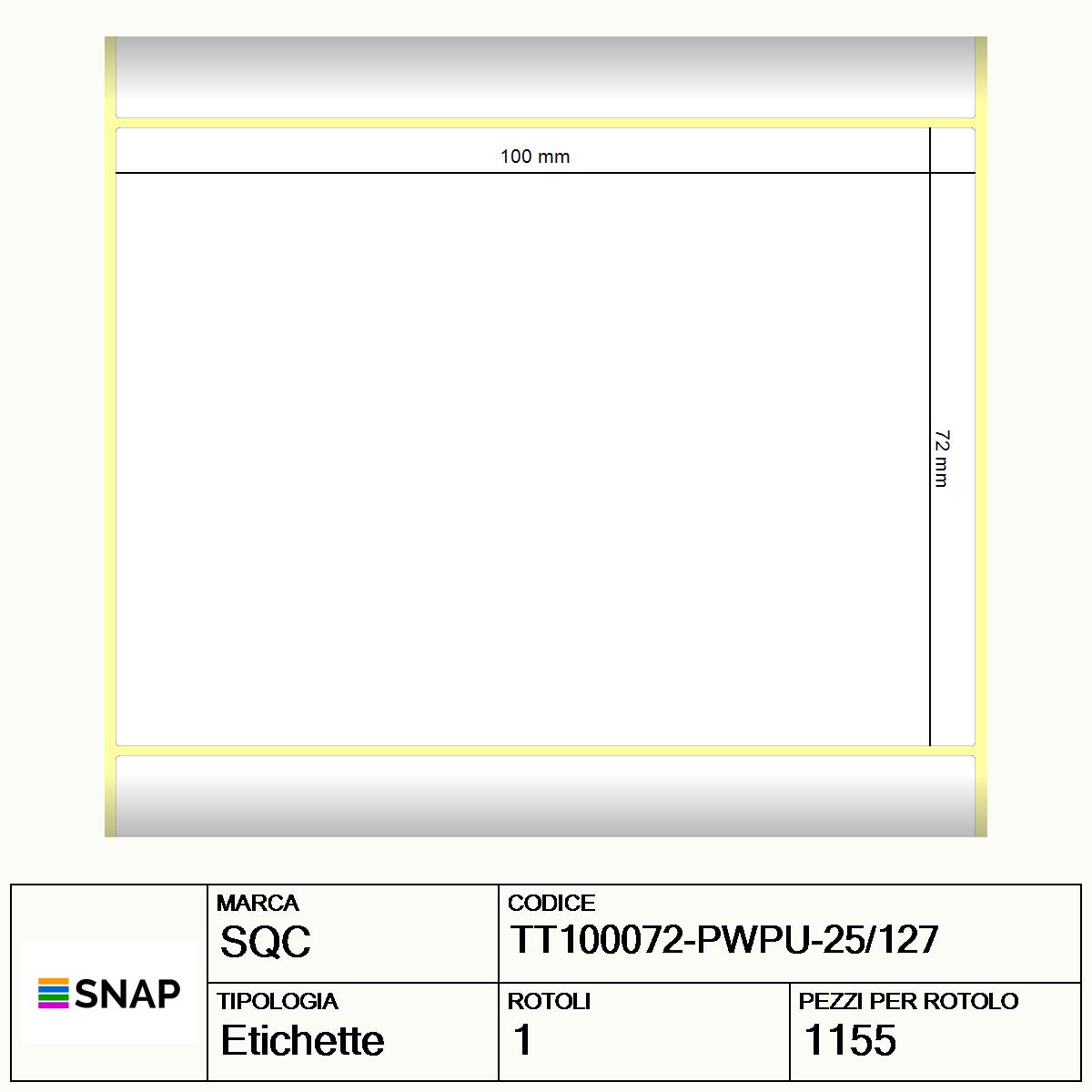 TT100072-PWPU-25/127 - Etichette SQC  S-DESK-PT Carta