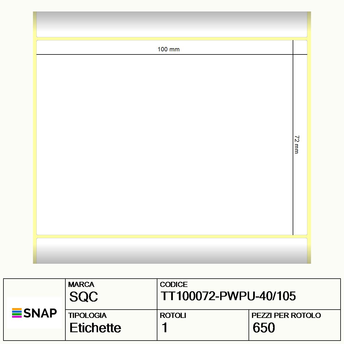 TT100072-PWPU-40/105 - Etichette SQC  S-DESK-PT Carta