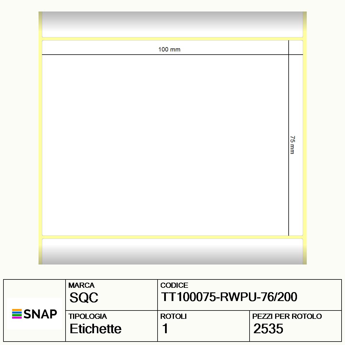 TT100075-RWPU-76/200 - Etichette SQC  S-HARD-PT Carta