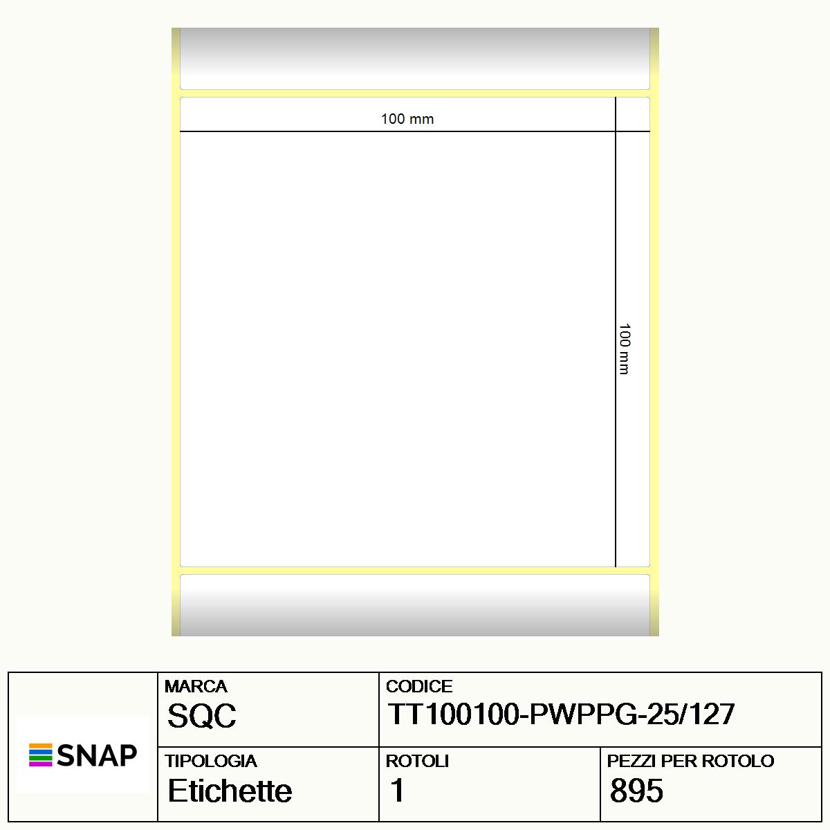 TT100100-PWPPG-25/127 - Etichette SQC  S-SHIP Polipropilene