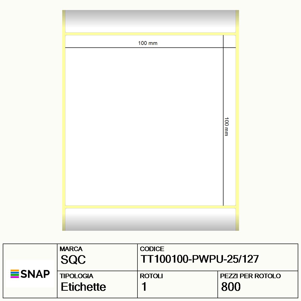 TT100100-PWPU-25/127 - Etichette SQC  S-DESK-PT Carta