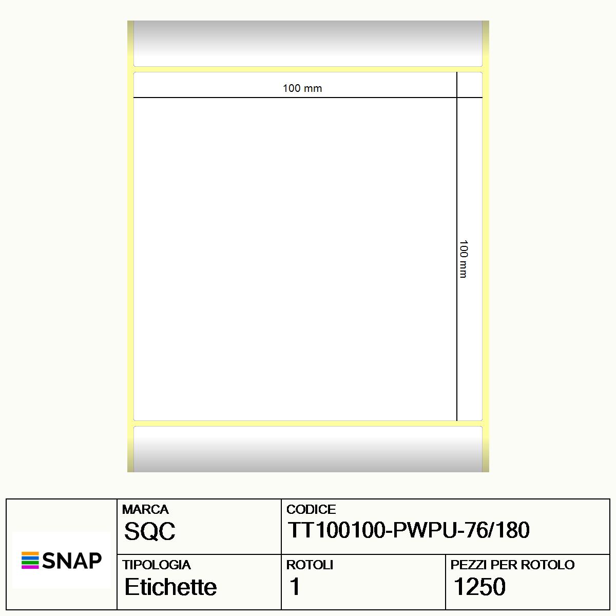 TT100100-PWPU-76/180 - Etichette SQC  Carta