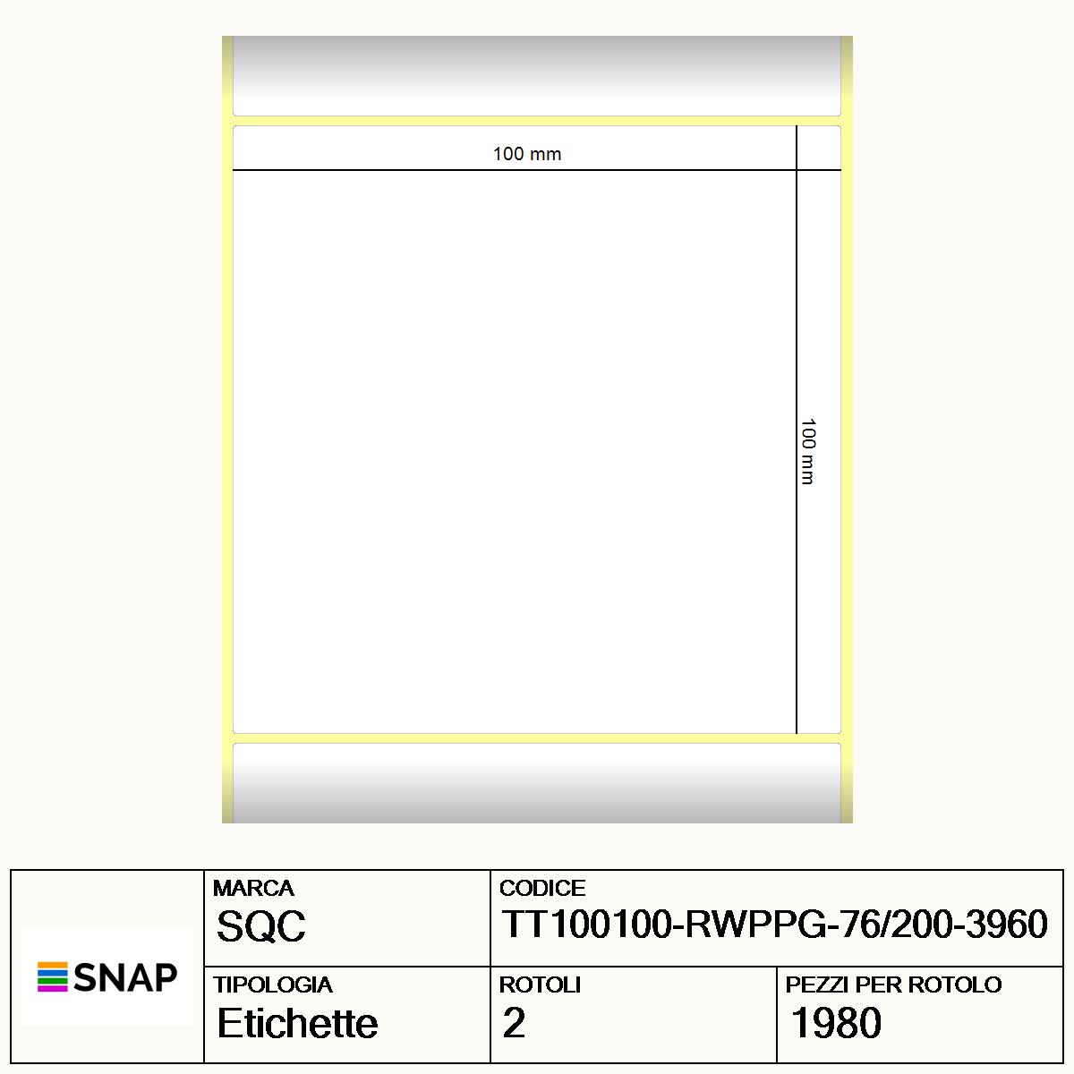 TT100100-RWPPG-76/200-3960 - Etichette SQC  S-HARD-ST Polipropilene