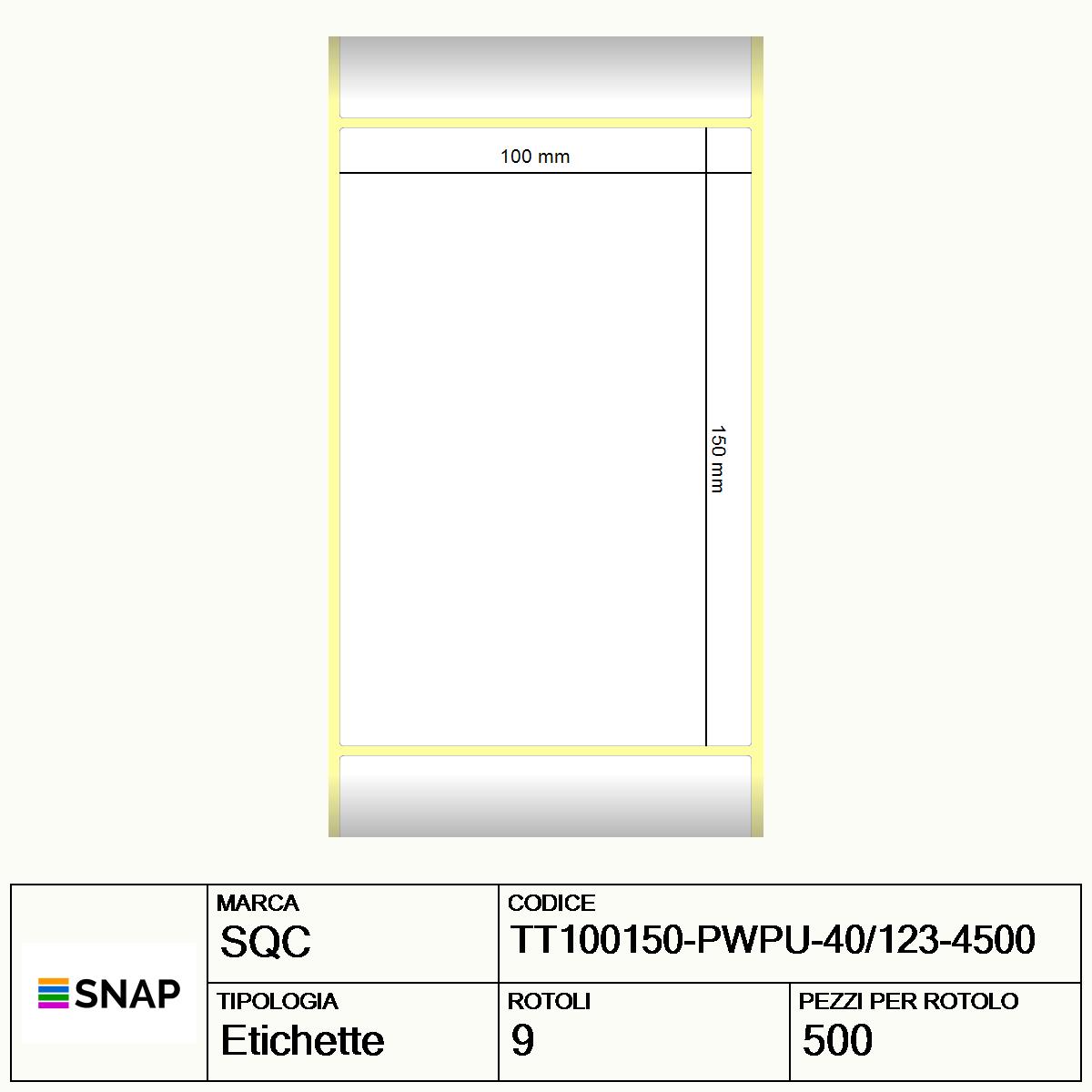 TT100150-PWPU-40/123-4500 - Etichette SQC  S-DESK-PT Carta