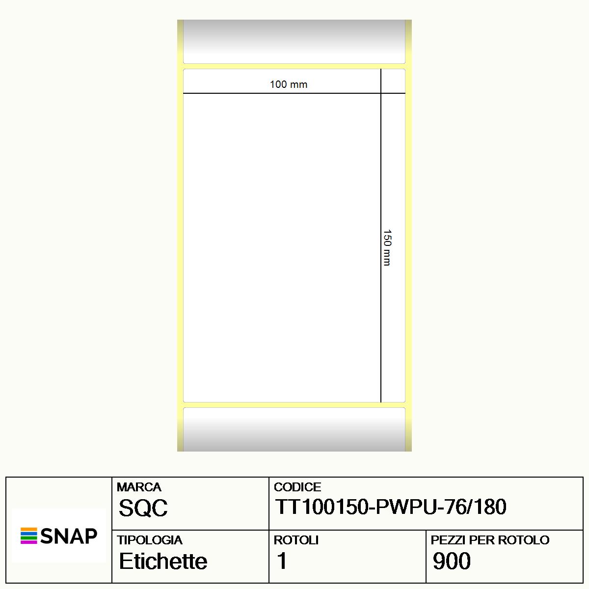 TT100150-PWPU-76/180 - Etichette SQC  S-HARD-PT Carta