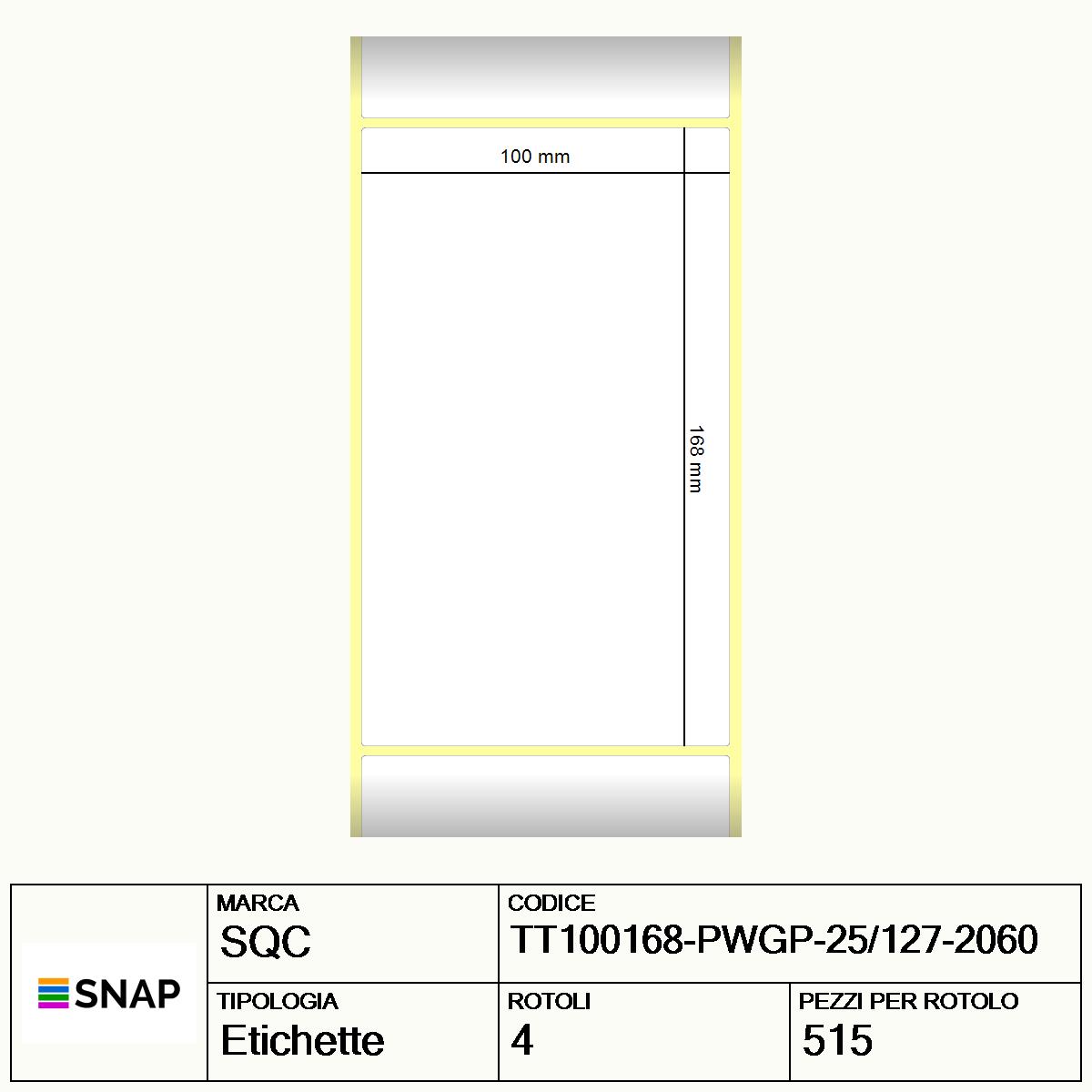 TT100168-PWGP-25/127-2060 - Etichette SQC  S-DESK-PT Carta