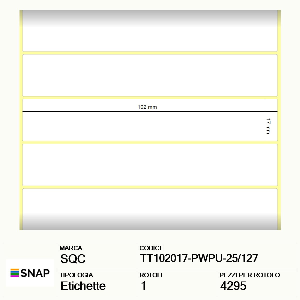 TT102017-PWPU-25/127 - Etichette SQC  S-DESK-PT Carta