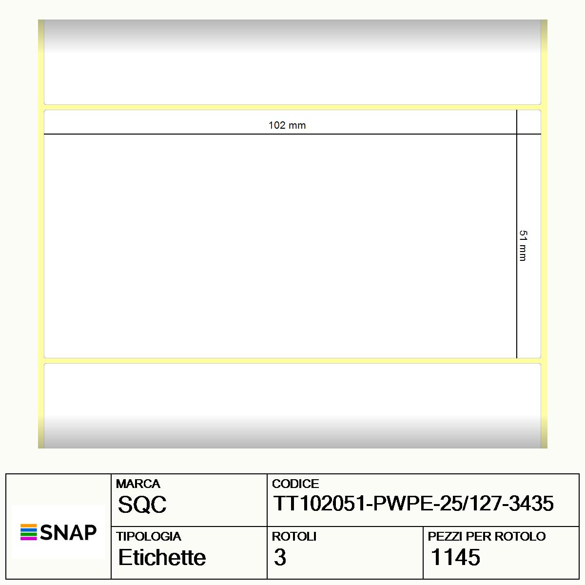 TT102051-PWPE-25/127-3435 - Etichette SQC  S-DESK-ST Poliestere
