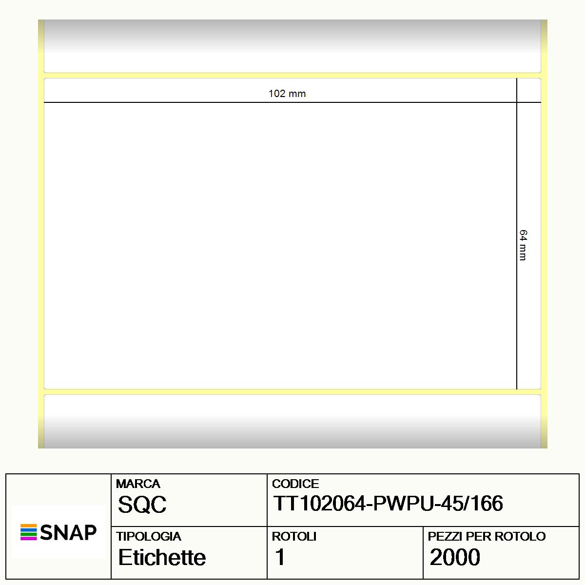TT102064-PWPU-45/166 - Etichette SQC  S-HARD-PT Carta