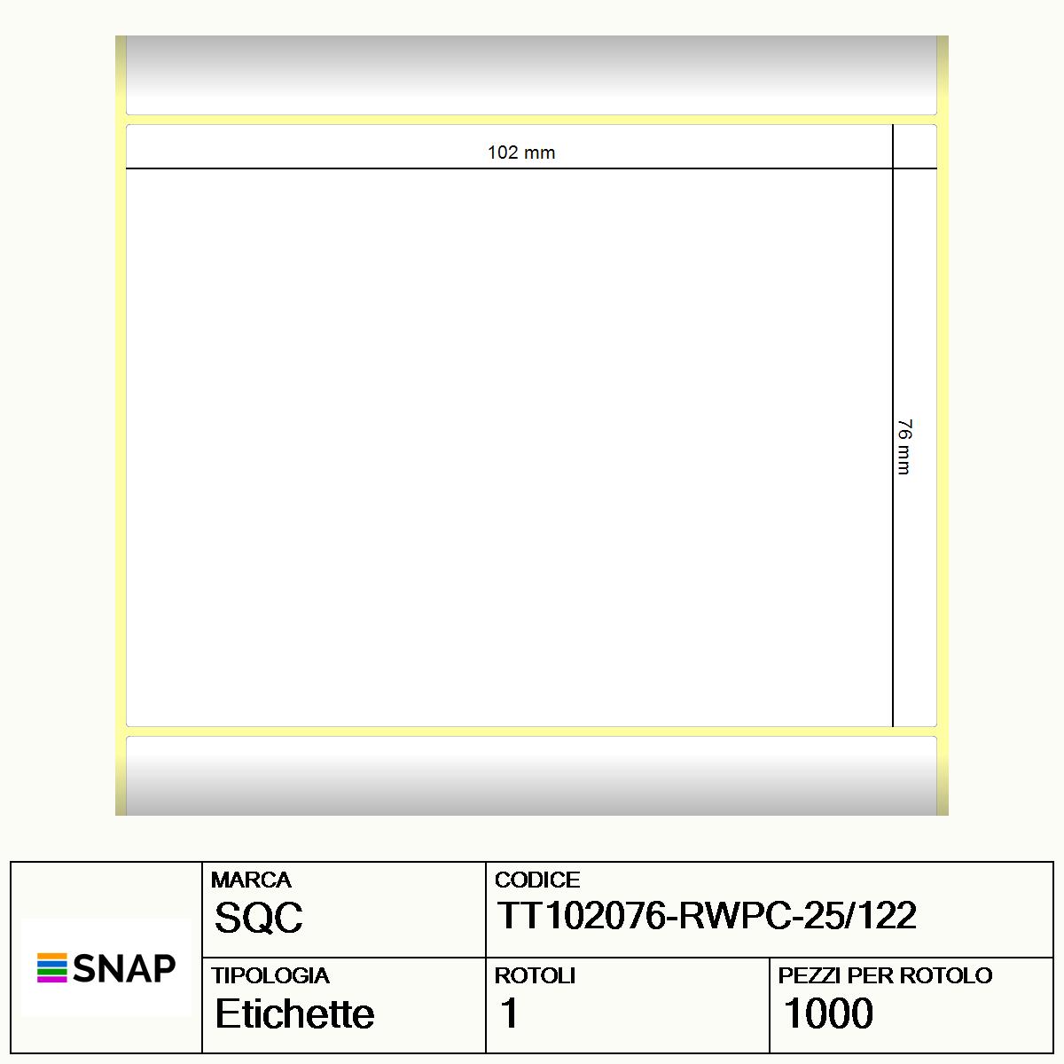 TT102076-RWPC-25/122 - Etichette SQC  S-DESK-PT Carta