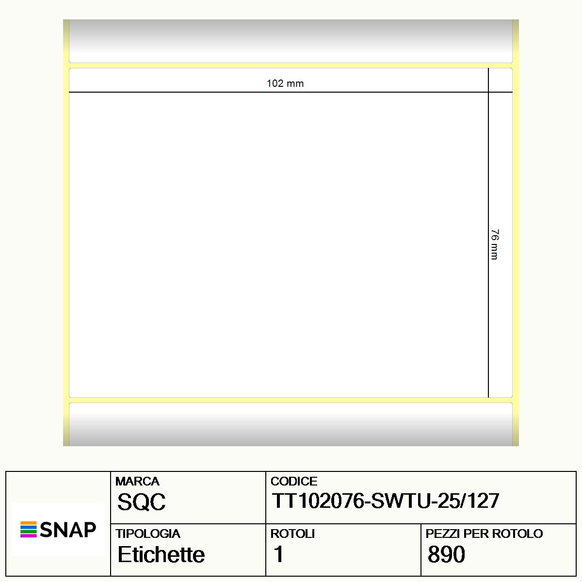 TT102076-SWTU-25/127 - Etichette SQC  S-TYRE Carta