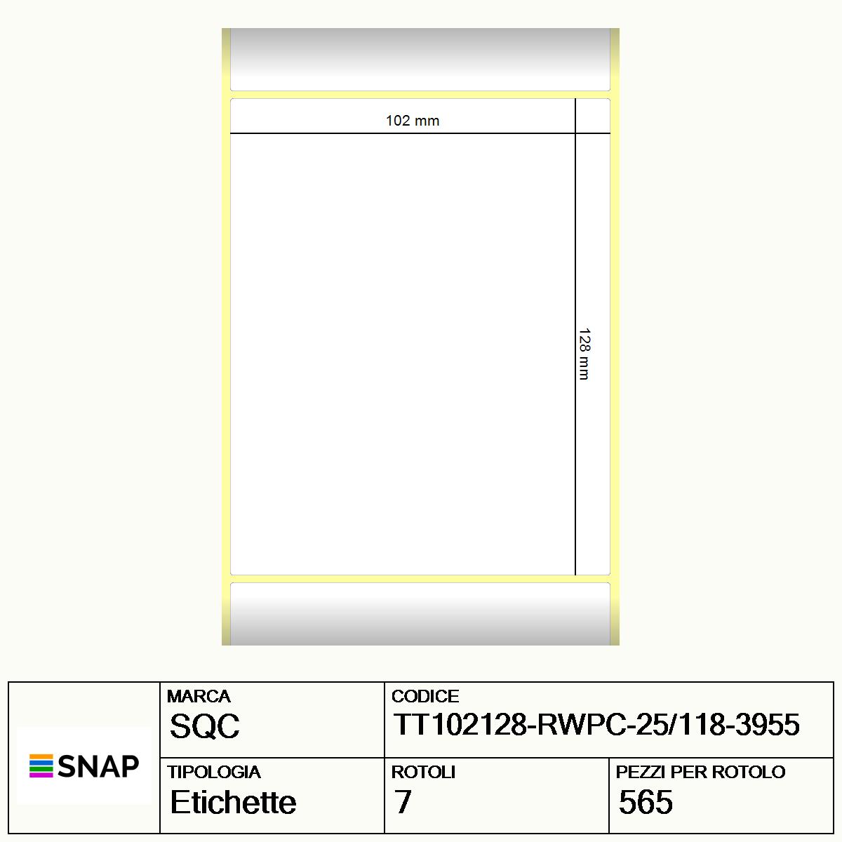 TT102128-RWPC-25/118-3955 - Etichette SQC  S-DESK-PT Carta