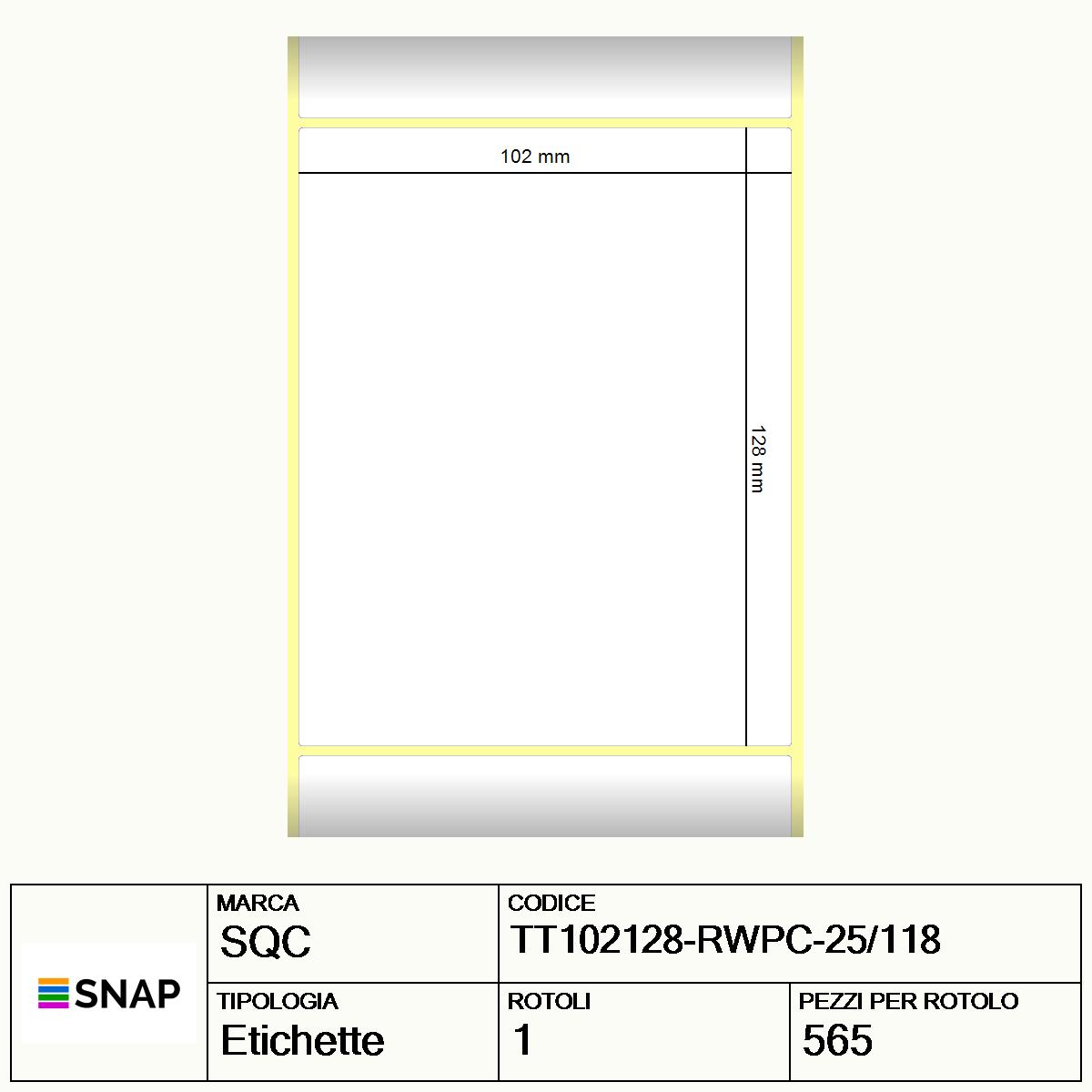 TT102128-RWPC-25/118 - Etichette SQC  S-DESK-PT Carta