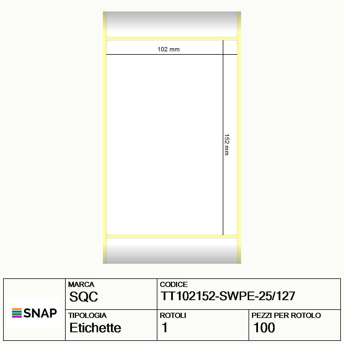 TT102152-SWPE-25/127 - Etichette SQC  S-STRONG Polietilene