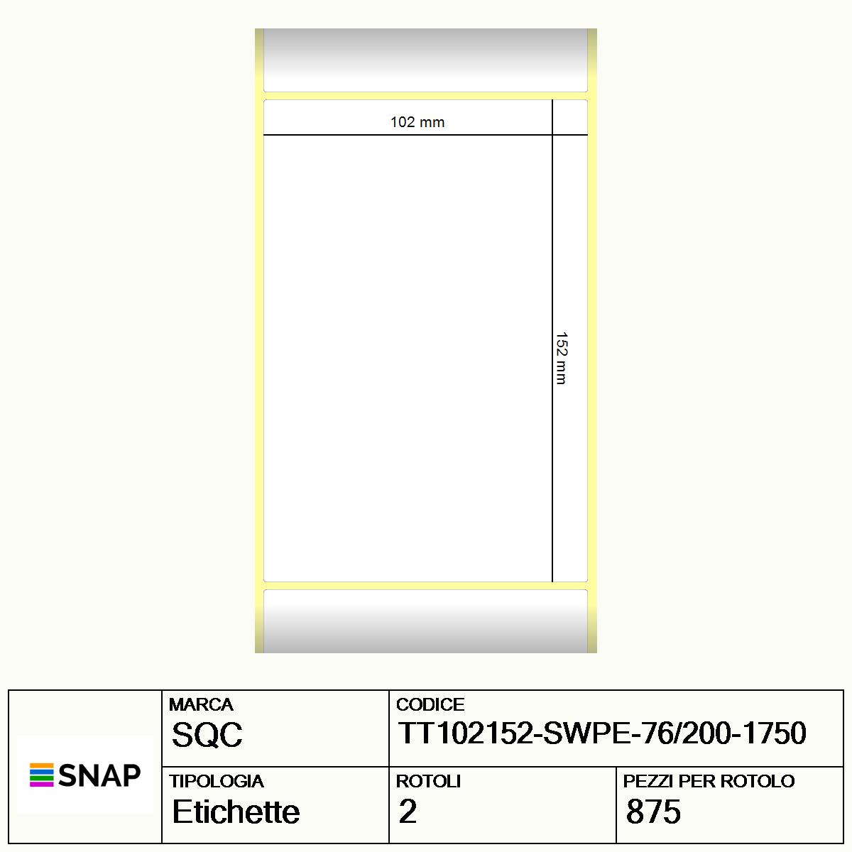 TT102152-SWPE-76/200-1750 - Etichette SQC  S-STRONG Polietilene