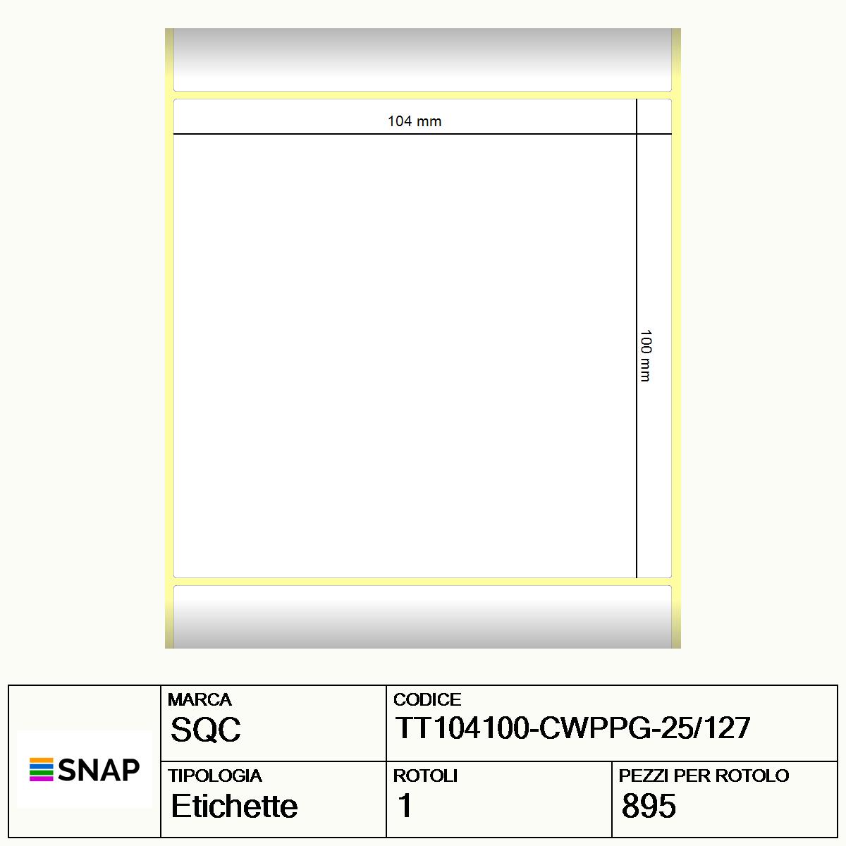 TT104100-CWPPG-25/127 - Etichette SQC  S-STRONG Polipropilene