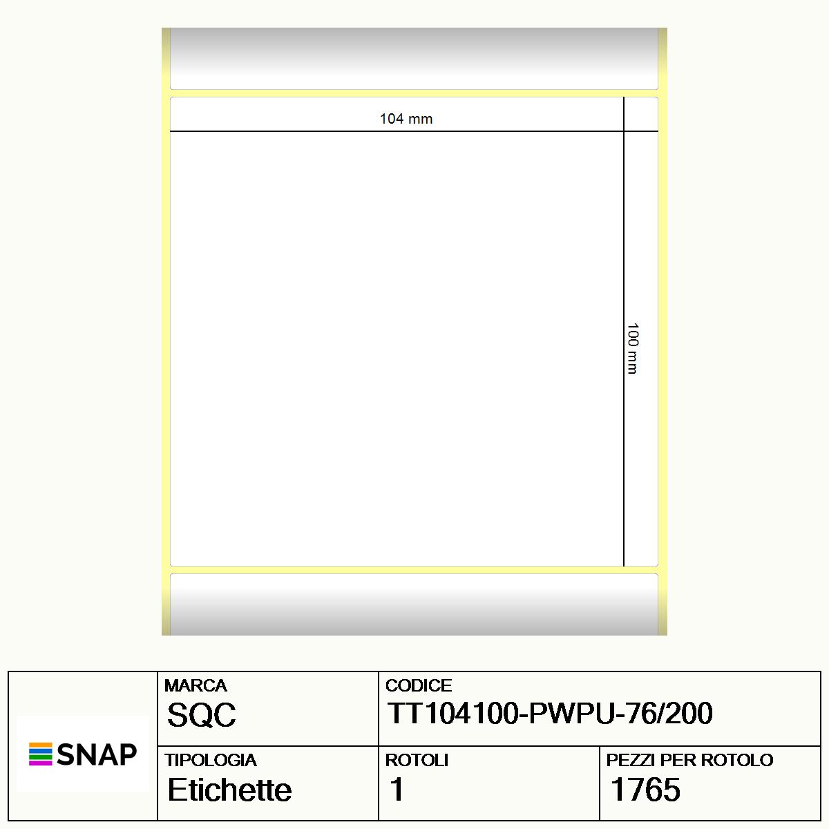TT104100-PWPU-76/200 - Etichette SQC  S-HARD-PT Carta