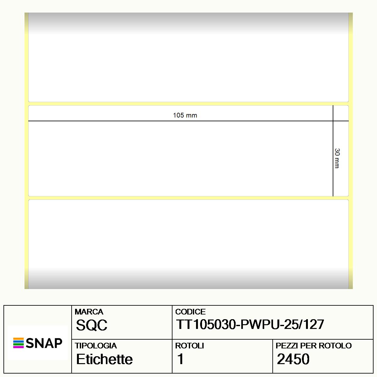 TT105030-PWPU-25/127 - Etichette SQC  S-DESK-PT Carta