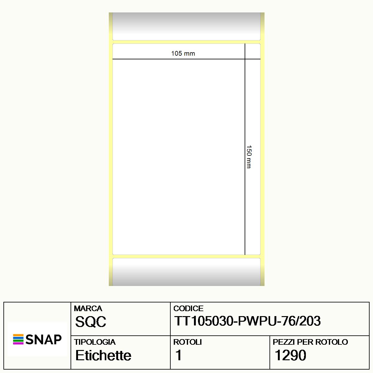 TT105030-PWPU-76/203 - Etichette SQC  S-HARD-PT Carta