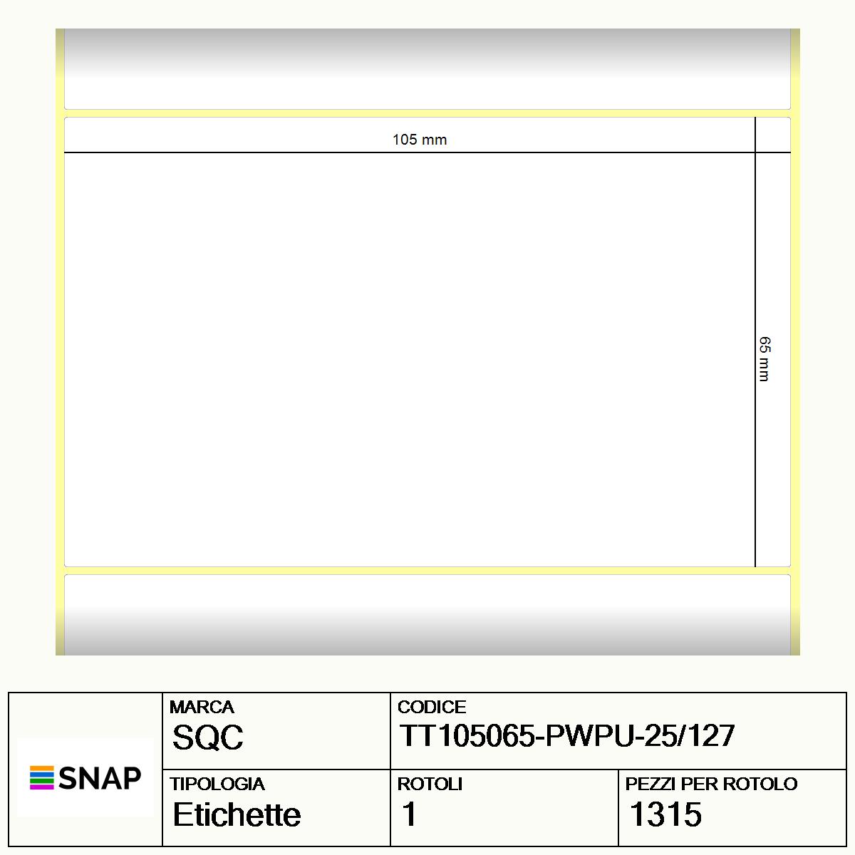 TT105065-PWPU-25/127 - Etichette SQC  S-DESK-PT Carta