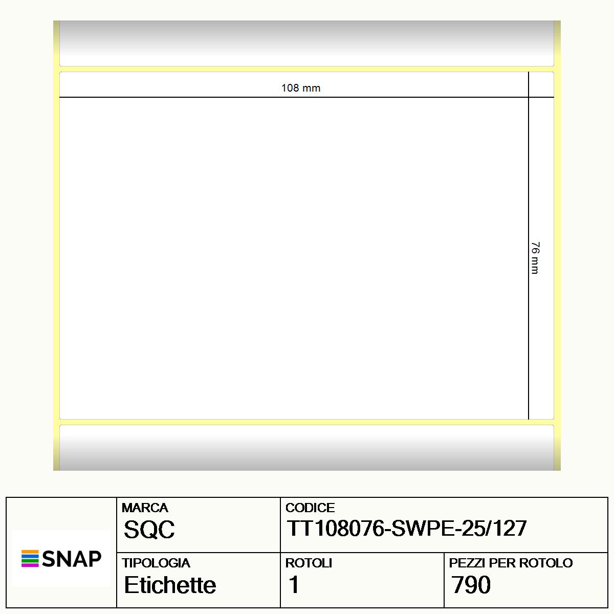 TT108076-SWPE-25/127 - Etichette SQC  S-STRONG Polietilene