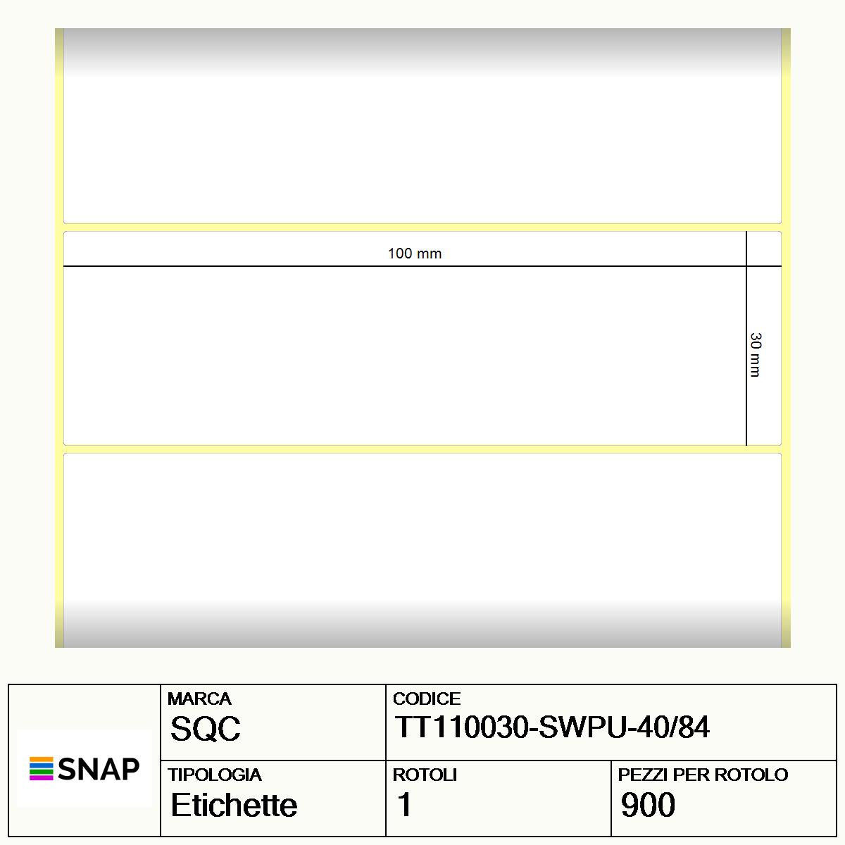 TT110030-SWPU-40/84 - Etichette SQC  S-DESK-PT Carta