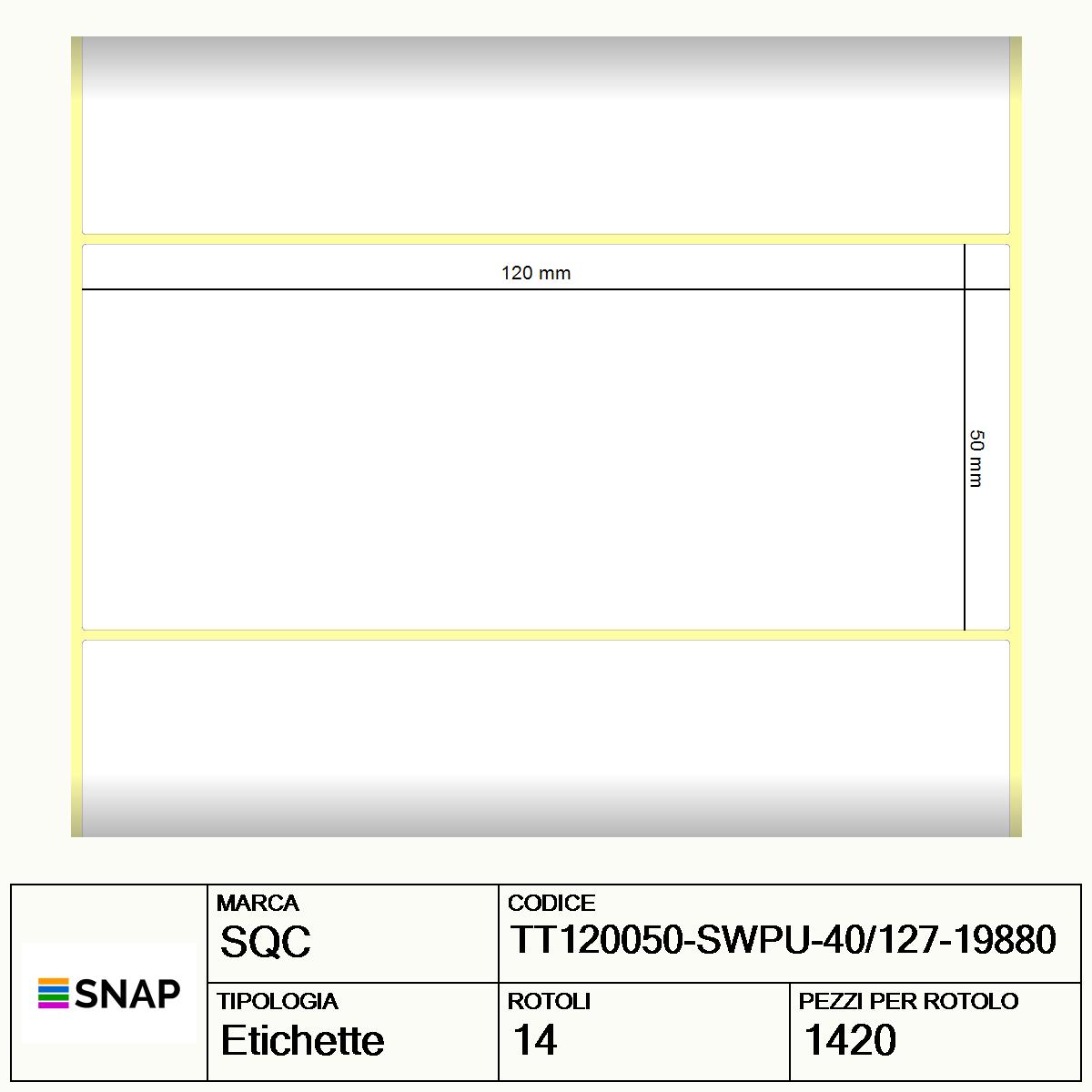 TT120050-SWPU-40/127-19880 - Etichette SQC  S-DESK-PT Carta