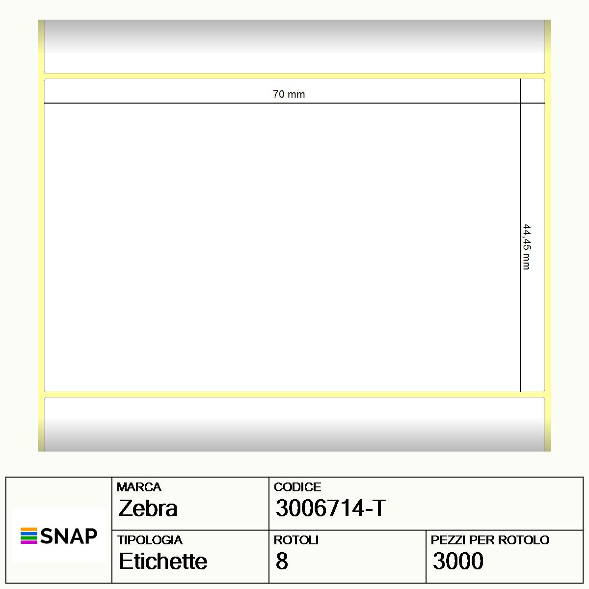3006714-T - Etichette Zebra  Z-Perform 1000T Removable Carta