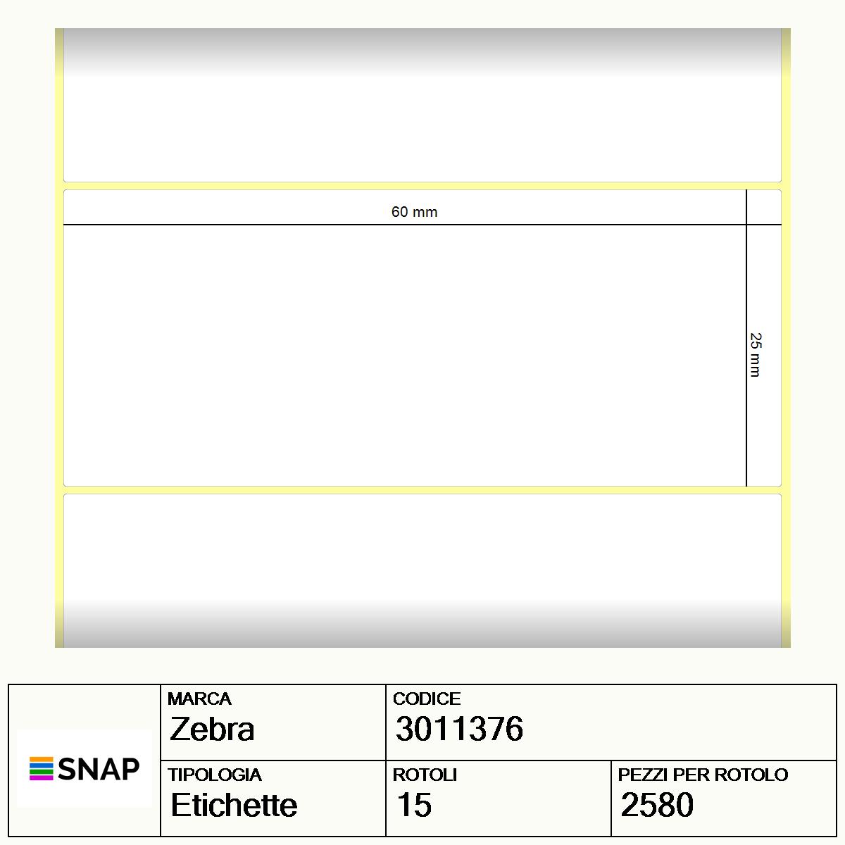3011376 - Etichette Zebra  Z-Ultimate 3000T White Poliestere