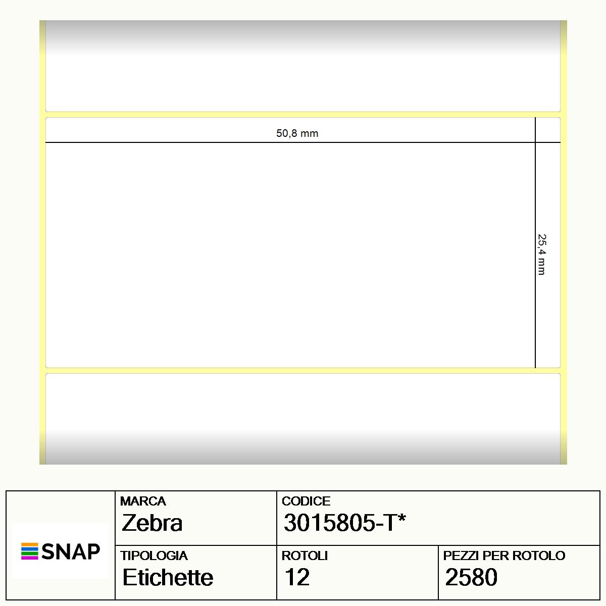 3015805-T* - Etichette Zebra  Z-Select 2000D Carta protetta