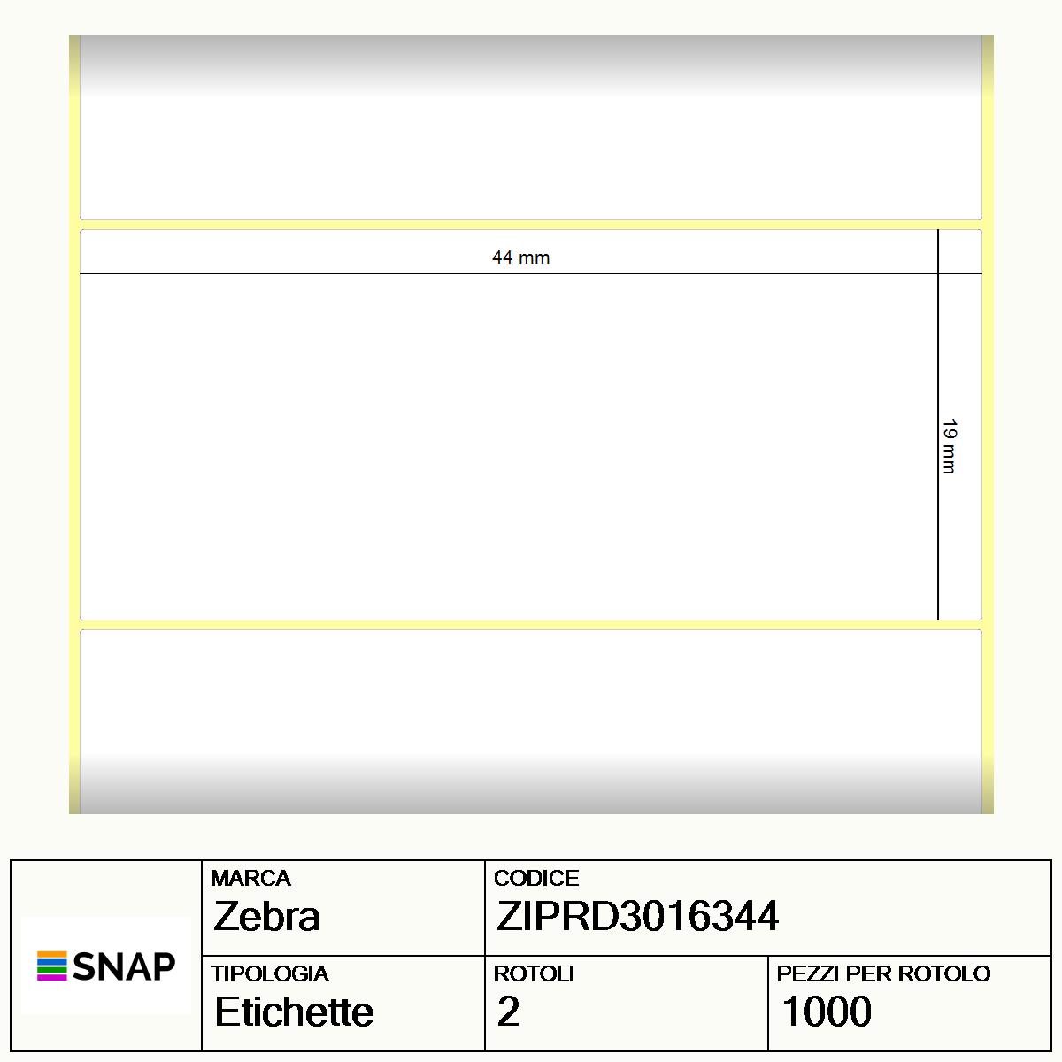 ZIPRD3016344 - Etichette Zebra  PolyPro 4000T Matte Polipropilene
