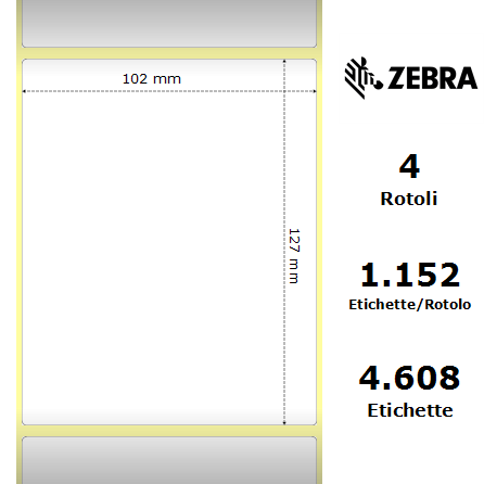 880026-127 - Etichette Zebra  Z-Perform 1000T Carta