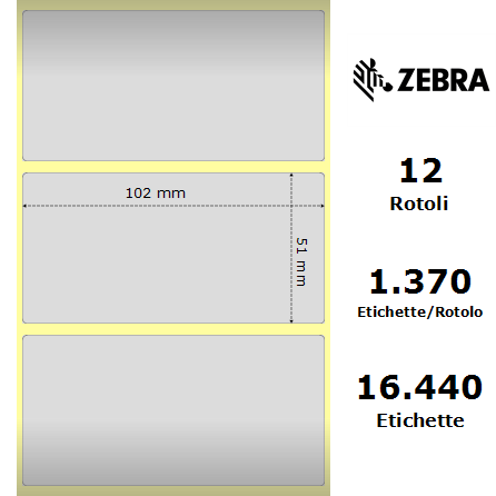 880283-050D - Etichette Zebra Argento Z-Ultimate 3000T Silver