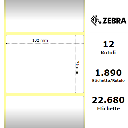 880350-076 - Etichette Zebra  Z-Ultimate 3000T White Poliestere